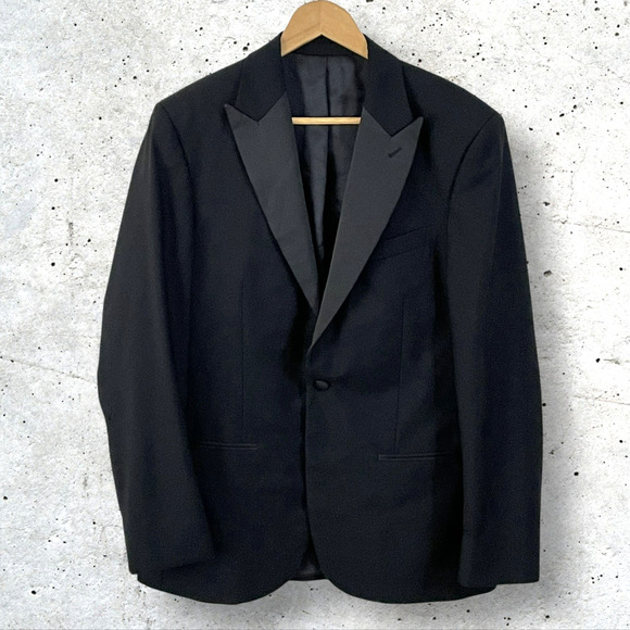 The Blk Tux Tollegno 1900 Silk Peak Lapel Tuxedo Jacket Size 38R Wedding Classic
